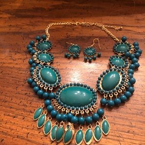 Turquoise Look Necklace and Earrings